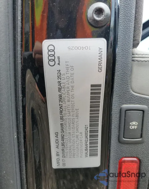 2018 Audi S4 Premium Plus из США, поврежденный, VIN WAUB4AF42JA002421